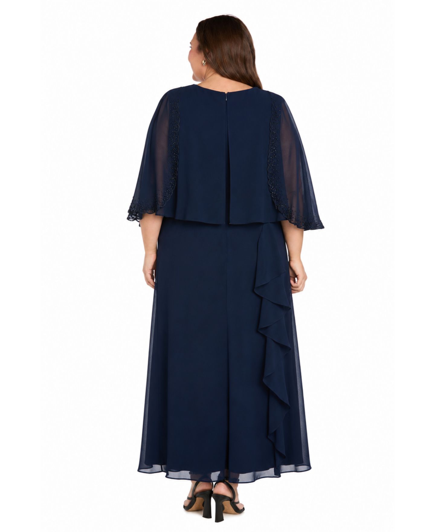 Женские комплекты R & M Richards Plus Size V-Neck Dress & Jacket, 2-Piece Set, цвет: Тёмно-синий — фото 3