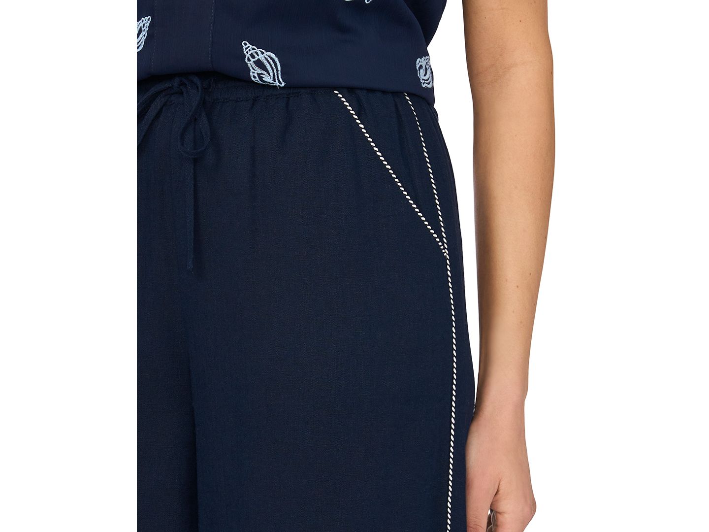 Женские брюки CeCe Pull-On Tie-Waist, цвет: Тёмно-синий — фото 3