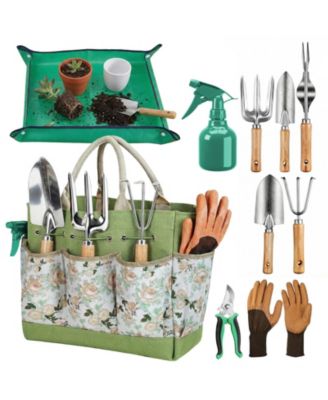 Gardening Tool Set Heavy Duty Rust-proof With Tote Bag Repotting Mat