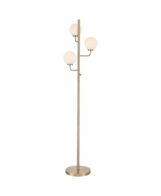 66"H Satin Brass Opal Glass 3-Light LED Floor Lamp