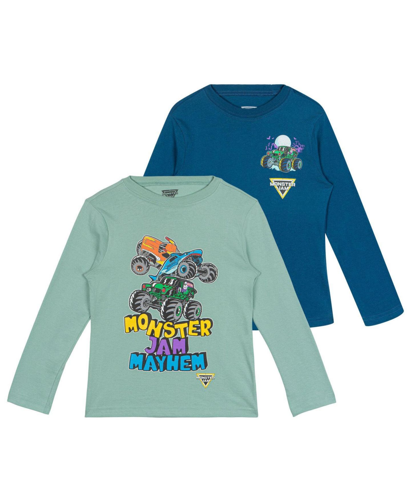 Футболки Monster Jam Long Sleeve T-Shirt 2-Pack для мальчиков-малышей, цвет: Шалфейный синий — фото 1