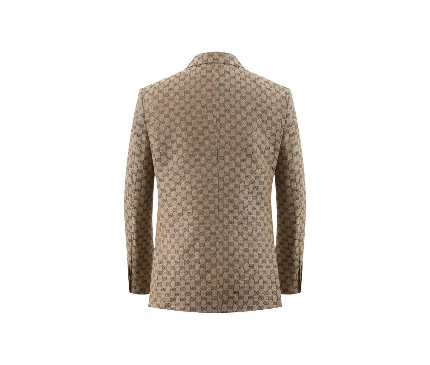 Мужской пиджак Elie Balleh Slim Fit Logo Brocade Formal Blazer, цвет: Коричневый — фото 4
