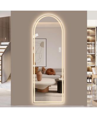 65" x 21" LED Full Length Mirror, Arched Lighted Dressing Mirror for Bedroom, Makeup Room and Closet