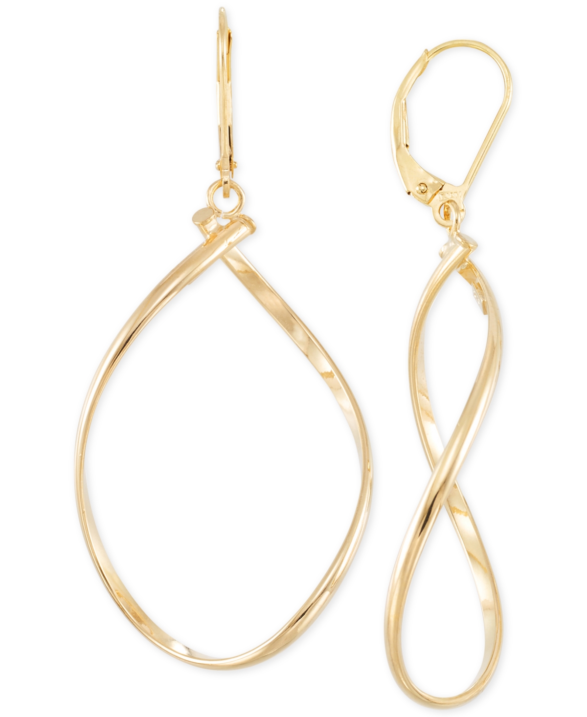 Polished Twist Illusion Drop Earrings in 14k Gold - Yellow Gold