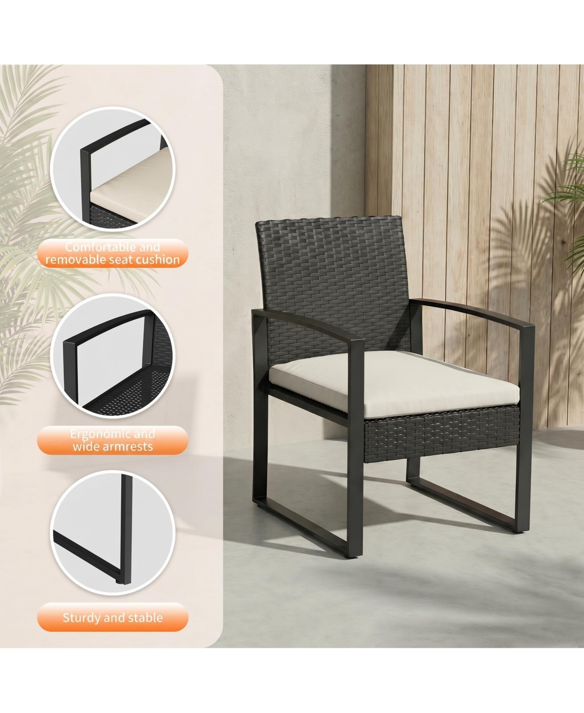 gaomon Adults Piece Patio Bistro Set, Iron Wicker Outdoor Seating.