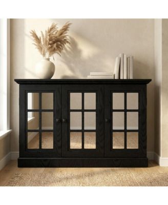 3 Mirrored Acrylic Door Storage Cabinet,  Wide Sideboard with Adjustable Shelves