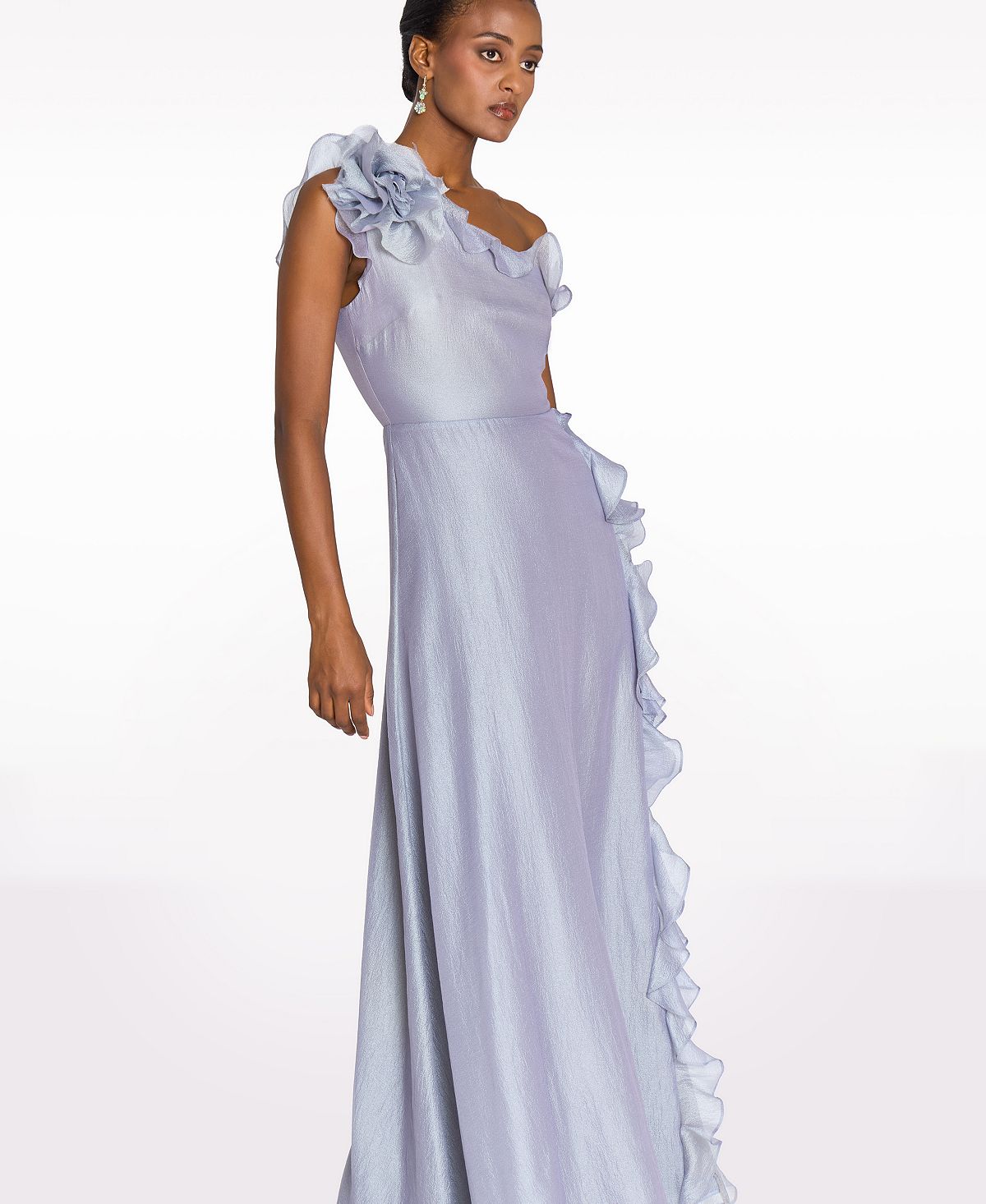 Marchesa Notte Women's One-Shoulder Side Slit Gown view 3 — MAYCSS fashion products