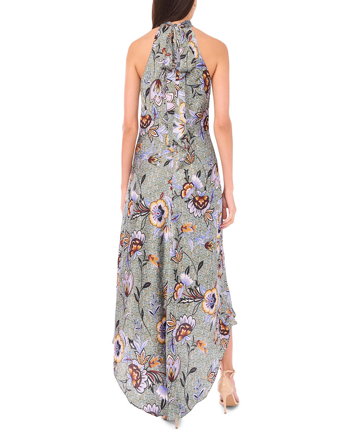 CeCe Women's Draped Satin Tie-Back Halter Midi Dress view 4 — MAYCSS fashion products