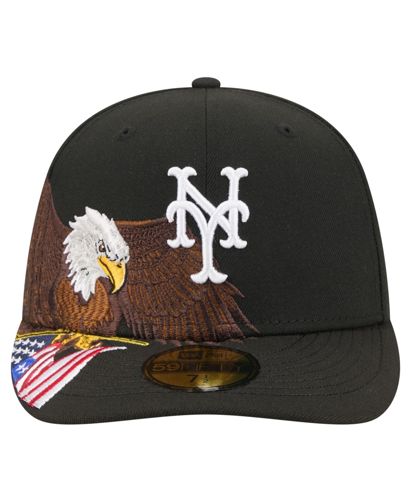 Мужская кепка New Era Black New York Mets Americana Bald Eagle Pre-Curved 59FIFTY Fitted Hat — фото 5