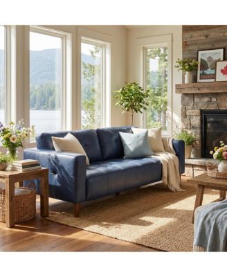 Sophisticated Faux Leather Sofa with High-Density Cushioning and Durable Wood Frame - Comfortable Modern Seating for Living Room