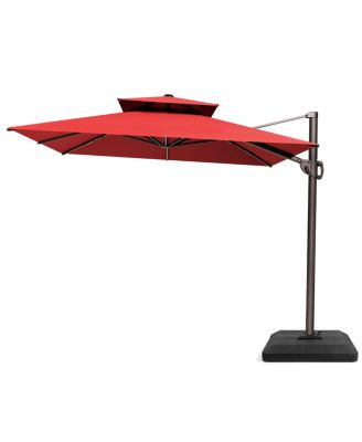 Outdoor Patio Double Top 9X12Feet Aluminum Cantilever Umbrella with Umbrella Base