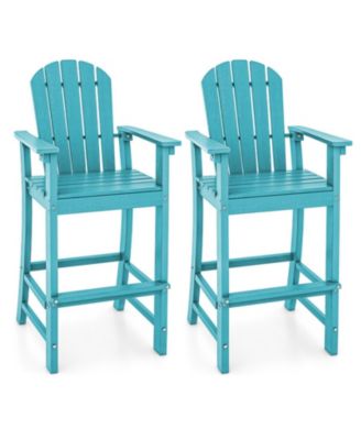 Set of 2 Counter Height Outdoor HDPE Bar Stools with Armrests and Footrest