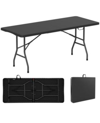 6 ft Portable Folding Table 350 LBS Fold-in-Half Table with HDPE Tabletop
