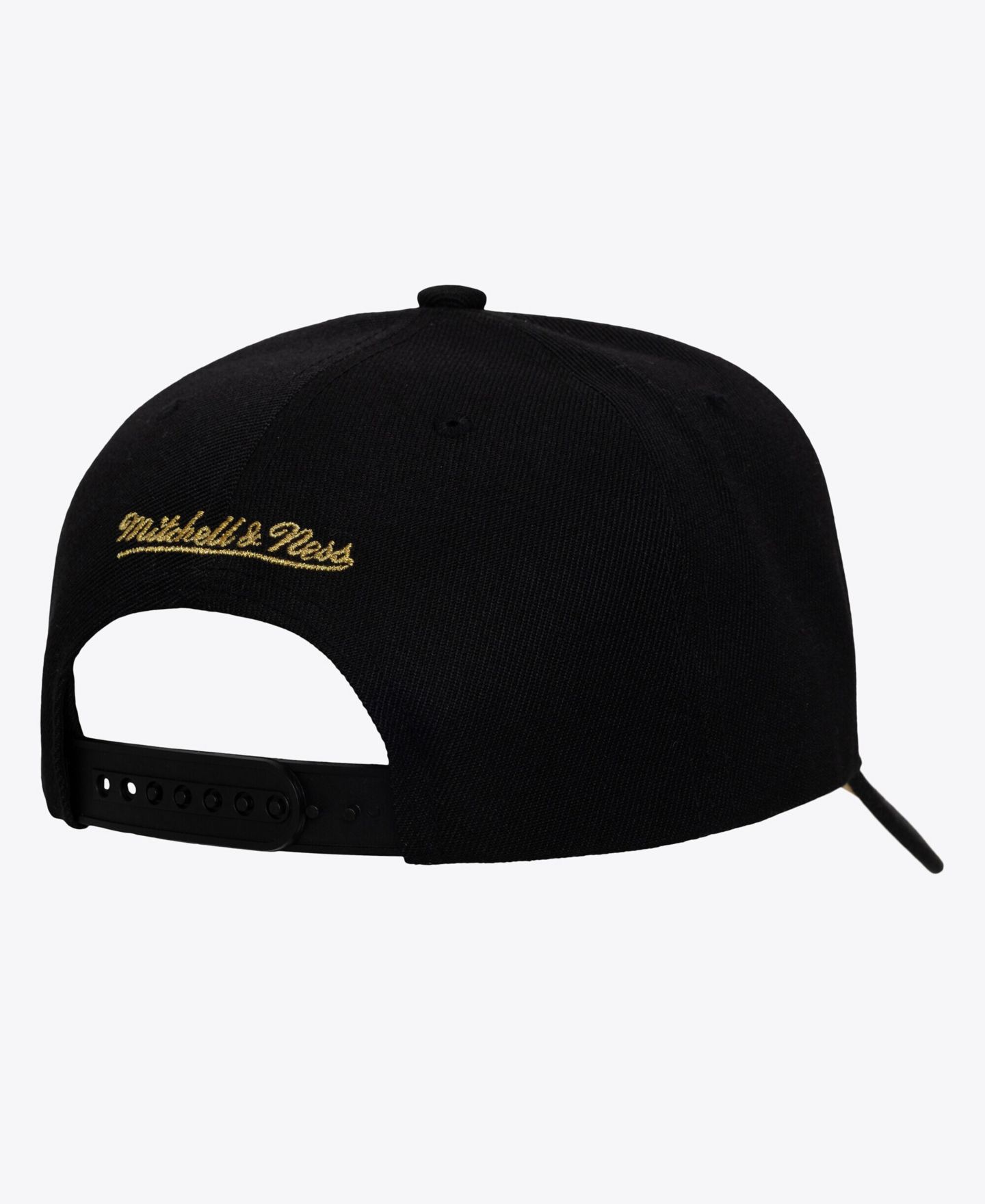 Мужская кепка Mitchell & Ness Black Charlotte Hornets Hardwood Classics Pinned Gold Pro Crown Snapback Hat — фото 4