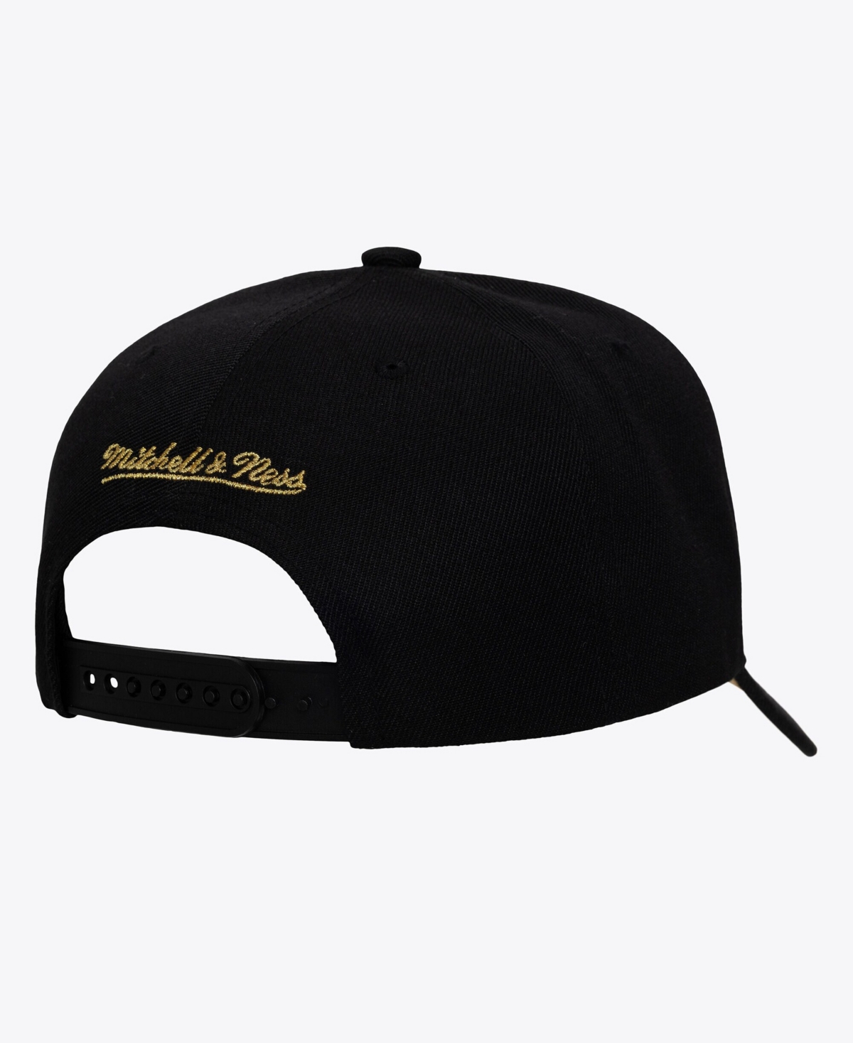 Mitchell & Ness Men's Black Charlotte Hornets Hardwood Classics Pinned Gold Pro Crown Snapback Hat