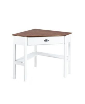 Corner Computer Desk Solid Pine Wood Drawer Storage Shelves
