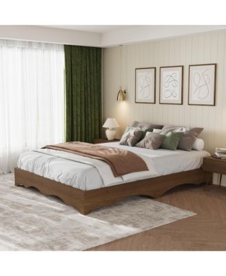 Minimalist Wave Edge Wood Platform Bed Frame - Sturdy and Noise-Free, Easy Assembly, No Box Spring, Low Profile