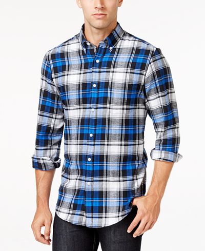 John Ashford Men's Big and Tall Long-Sleeve Plaid Shirt, Only at Macy's