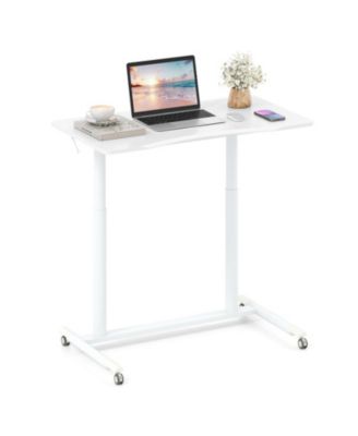 Sit-to-Stand Rolling Computer Desk with Adjustable Height