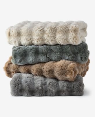 Heathered Bubble Faux-Fur Throw Blanket, 50" x 60"