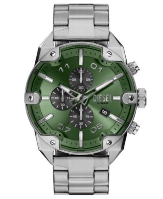 Men's Spiked Quartz Chronograph Silver Stainless Steel Watch 49mm