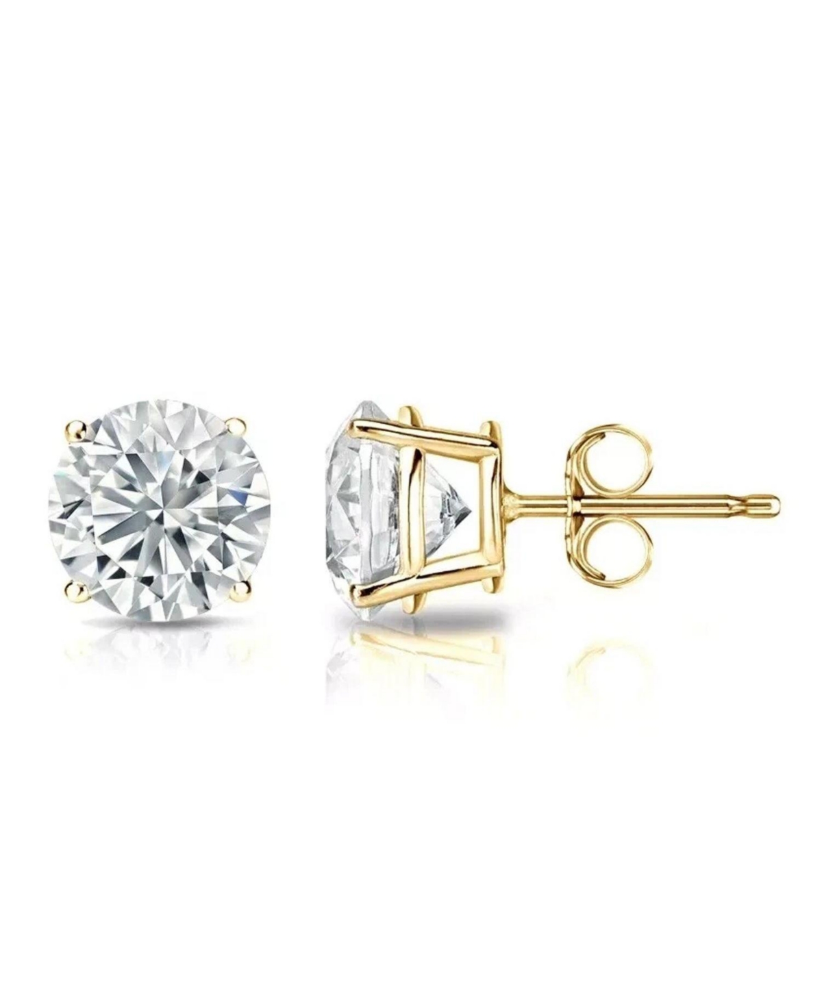 Suzy Levian Sterling Silver Cubic Zirconia Round-Cut Classic Stud Earrings