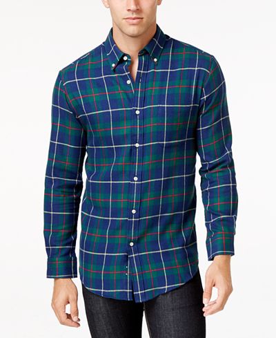 John Ashford Men's Big and Tall Long-Sleeve Tartan Plaid Shirt, Only at Macy's