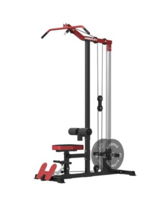 Lat Pulldown and Cable Row Machine - Home Gym Lat Tower with Leg Hold Down Attachment and Cable Row Attachment
