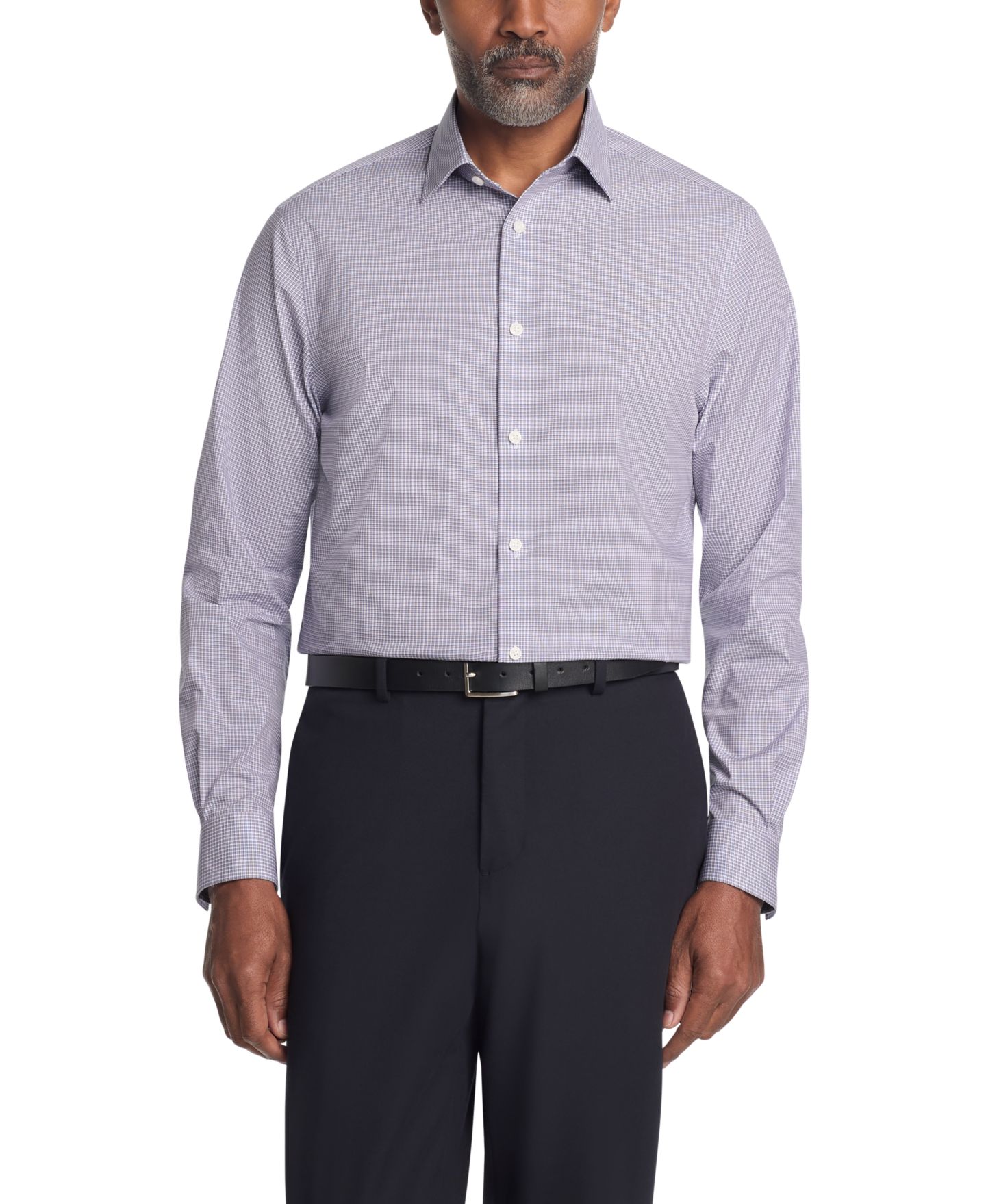 Мужская рубашка Michael Kors Regular-Fit Cotton Stretch Dress Shirt, цвет: Фиолетовый разноцветный — фото 1