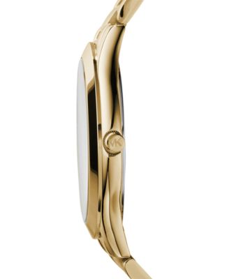 Unisex Slim Runway Gold-Tone Stainless Steel Bracelet Watch 42mm