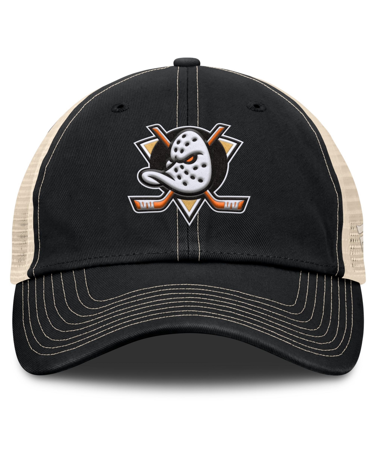 Fanatics Men's Black/Natural Anaheim Ducks Rival Trucker Adjustable Hat