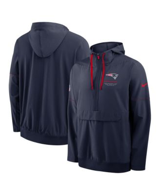 Men's Navy New England Patriots Sideline Anorak Half-Zip Hooded Jacket