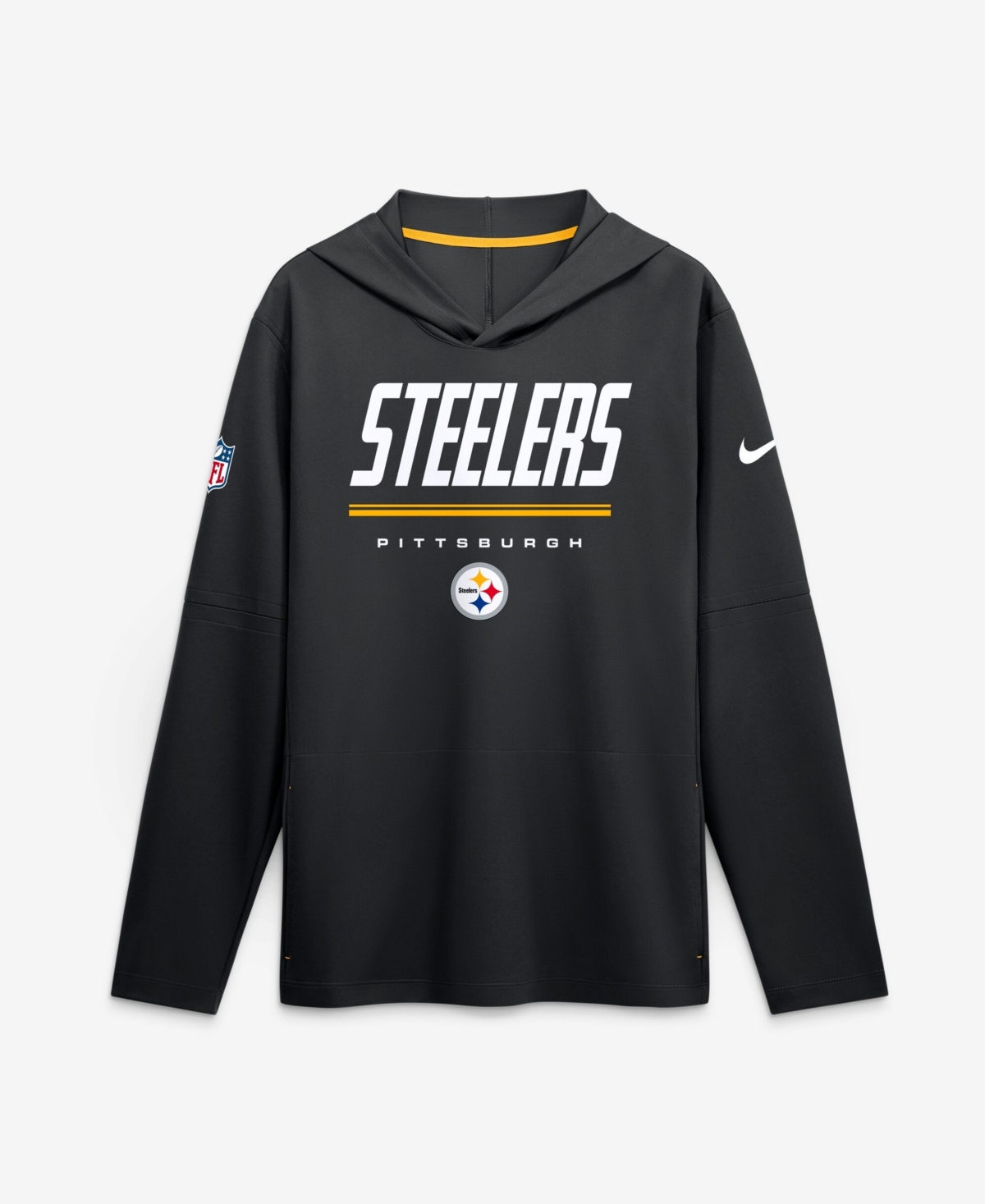 Nike Men's Black Pittsburgh Steelers Sideline Lightweight Long Sleeve Dri-fit Hoodie - Black, Gold