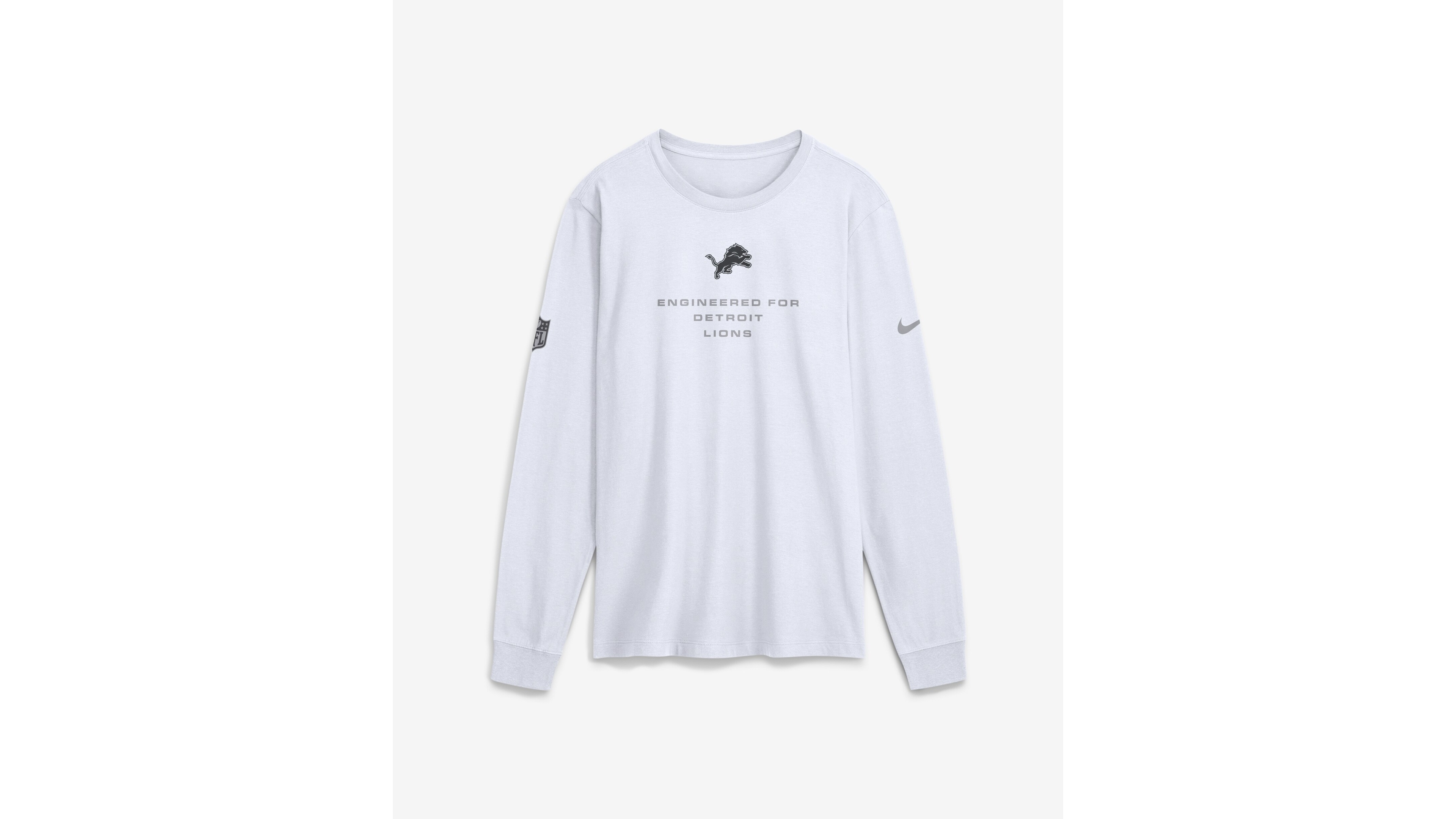 Nike Men's White Detroit Lions Sideline Bold Arch Star Dri-fit Long Sleeve T-Shirt