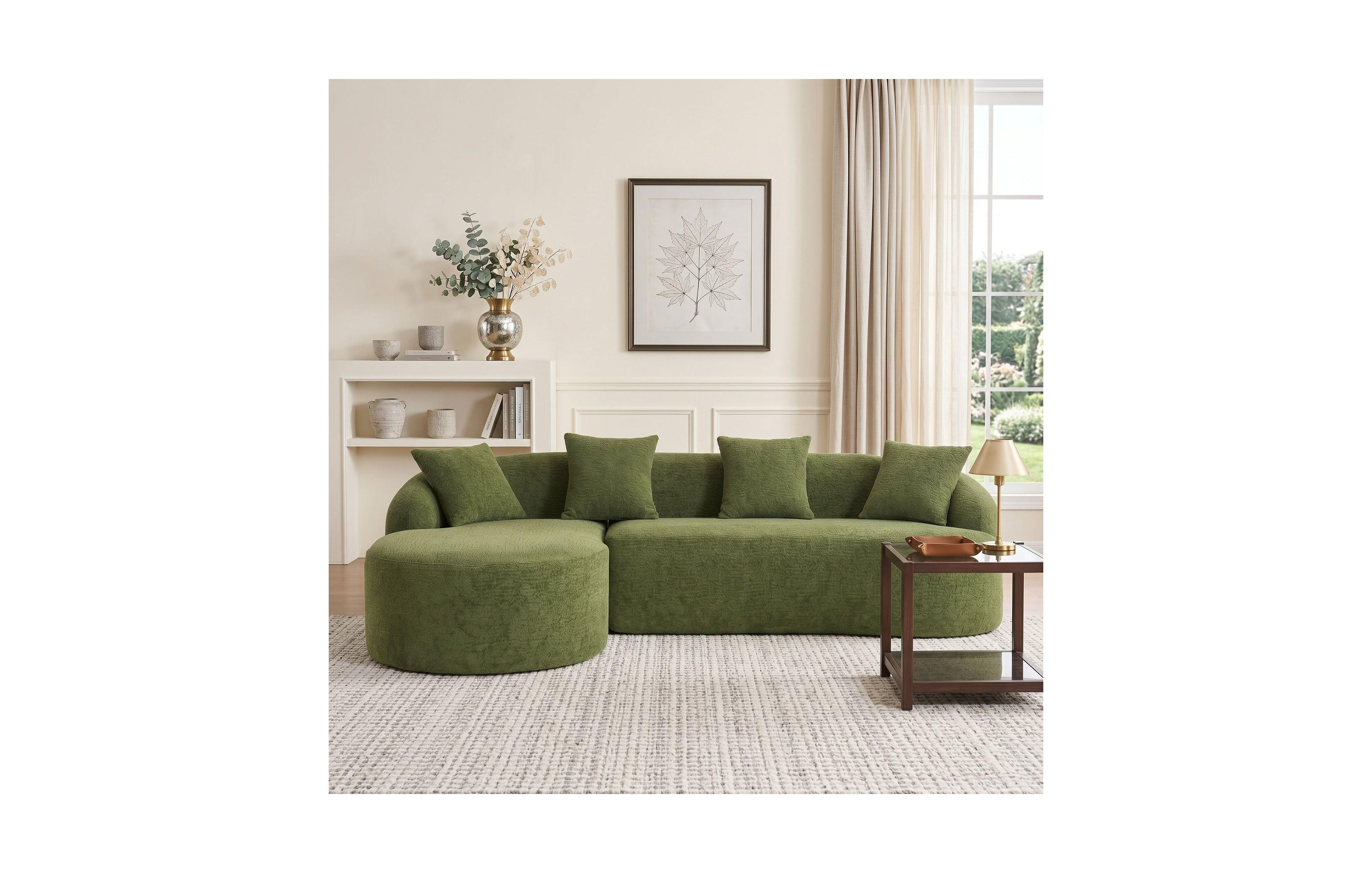 Sailvan L-Shape Sectional Sofa, 30D High-Density Foam Modular Chenille Couch for Living Room
