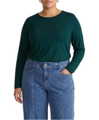Plus Size Liquid Jersey Long Sleeve Top