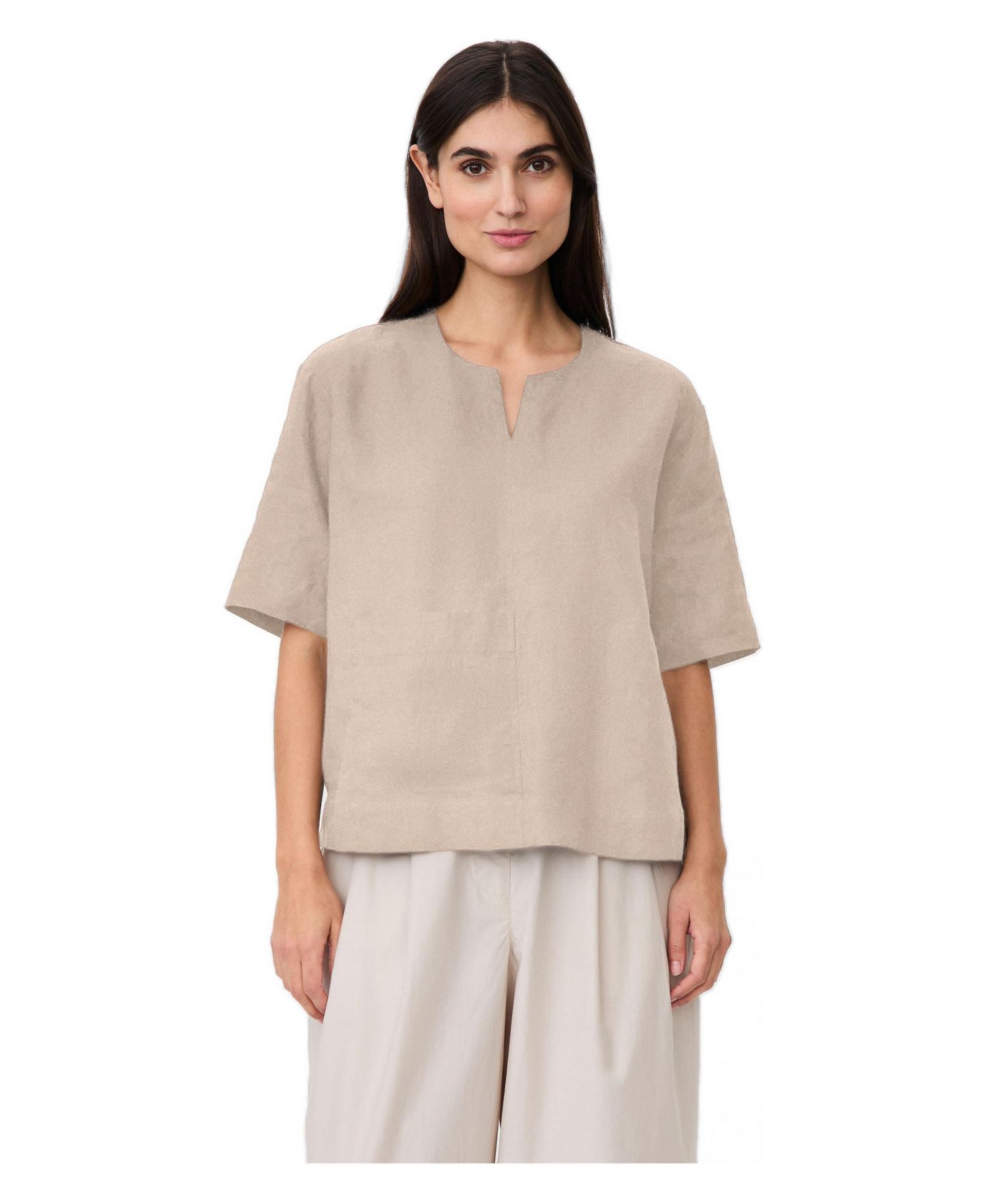Женский топ Masai Copenhagen Madolorea Linen Short Sleeve Tunic Top, цвет: Натуральный — фото 1