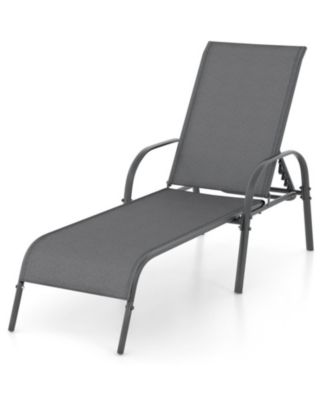Adjustable Folding Patio Chaise Lounge Chair with 5 Positions