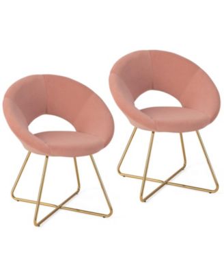 Set of 2 Velvet Vanity Accent Chairs with Metal Legs