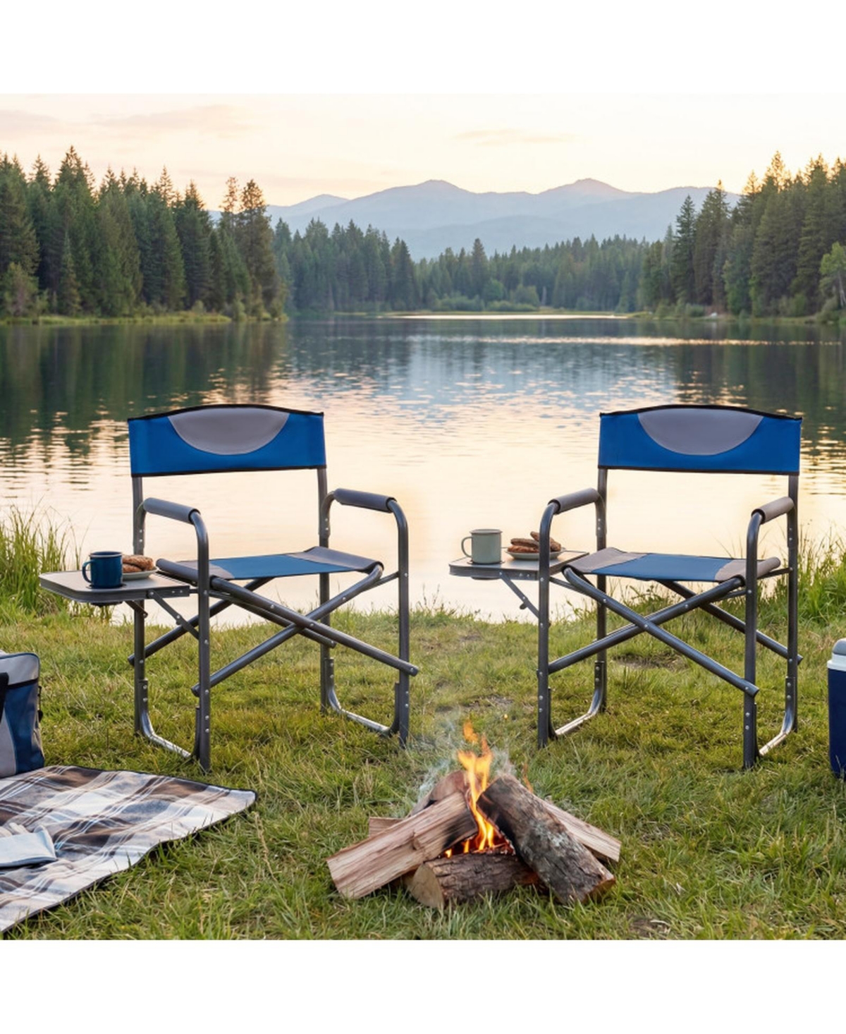 Gouun Folding Camping Chair with Side Table and Cup Holder