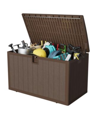 130 Gallon Outdoor Storage Box, Lockable UV Resistant Storage Chest, Large Waterproof Resin Patio Storage Bin, Suitable for Patio, Garden