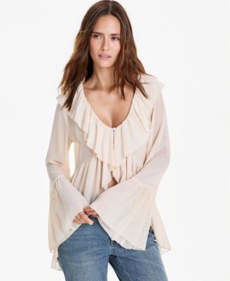 Women's Chiffon Ruffle Tunic Blouse
