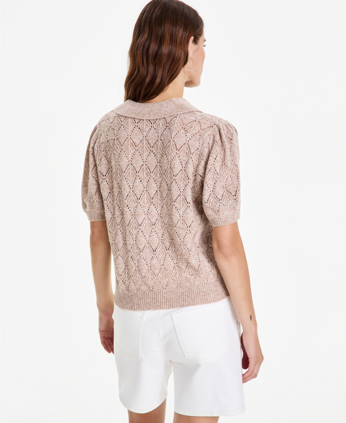 And Now This Women's Pointelle-Knit Short-Sleeve Polo, Macy's Exclusive