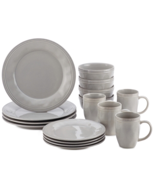 Rachael Ray 16-Piece Cucina Stoneware/Ceramic Dinnerware Set, Gray