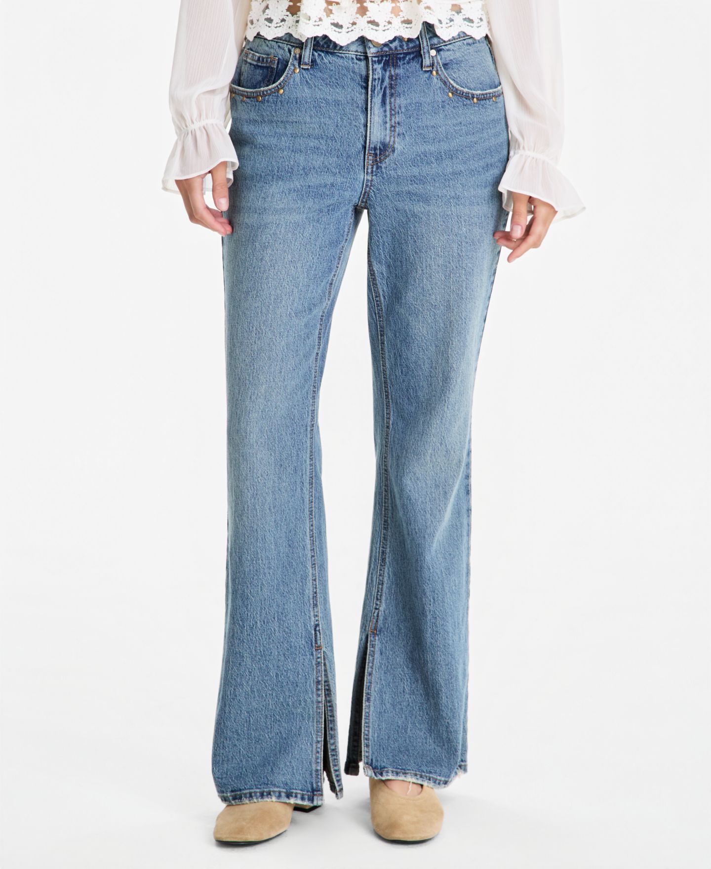 Женские джинсы And Now This Petite Side Slit Bootcut High-Waisted, цвет: Kailu — фото 5