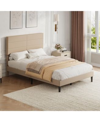 Upholstered Platform Bed Frame, Linen Bed Frame with Adjustable Headboard and 800 Lb Capacity for Bedroom