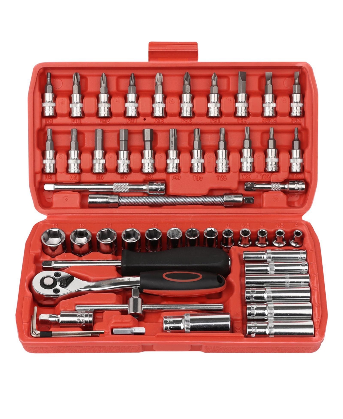 Xdovet 1/4inch Drive Socket Ratchet Wrench Set 53Pieces