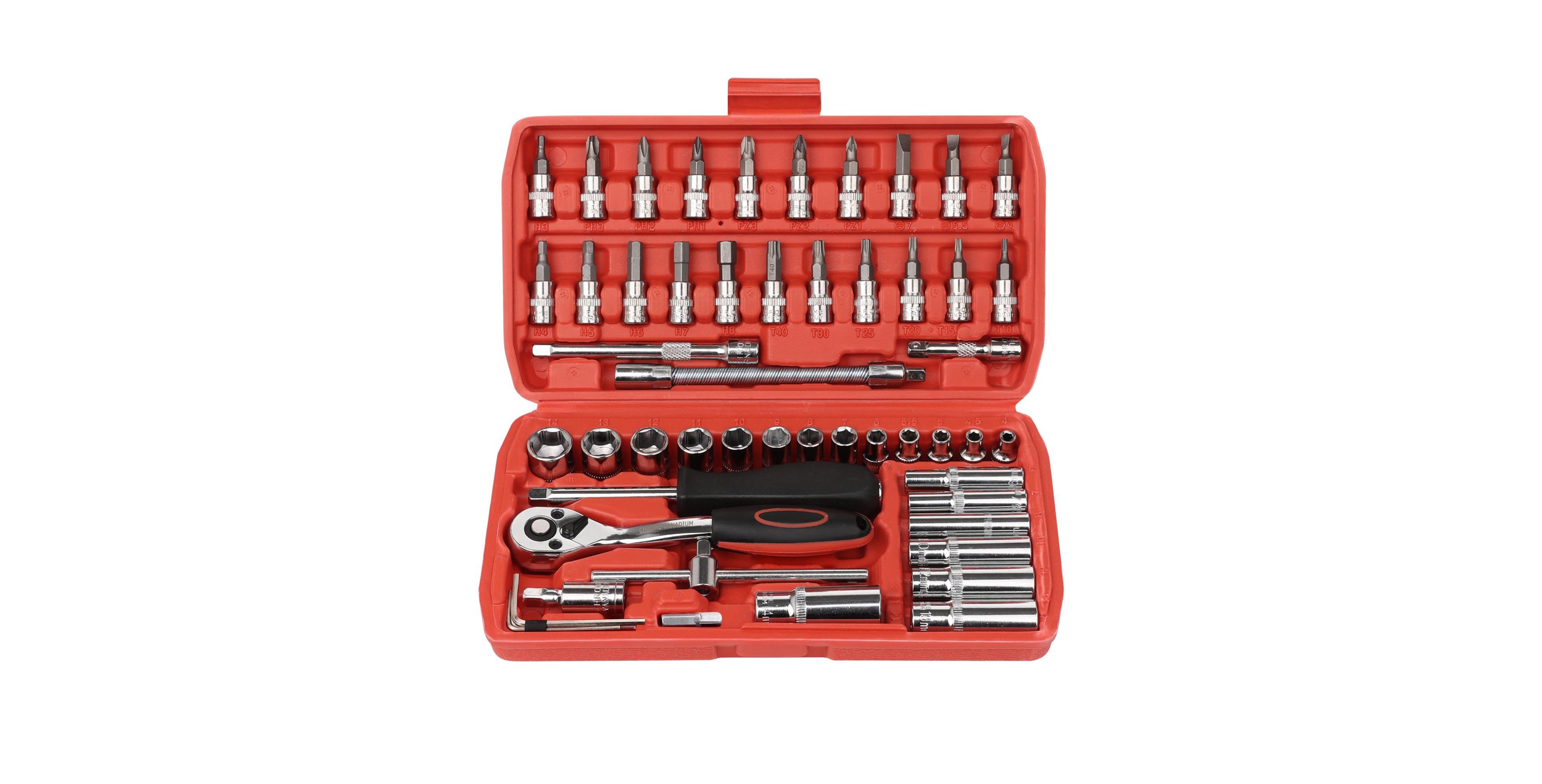 Xdovet 1/4inch Drive Socket Ratchet Wrench Set 53Pieces