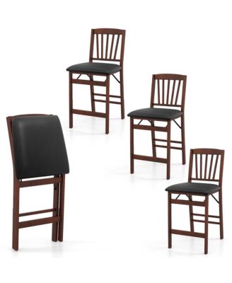 Set of 4 Counter Height Chairs Folding Kitchen Island Stool with Padded Seat