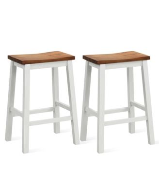 24.5 Inch Set of 2 Saddle Stools Industrial Counter Height Stools with Footrests